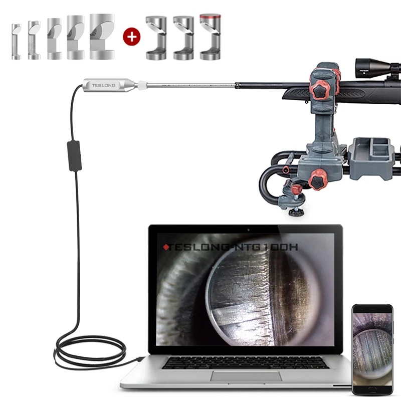 Teslong NTG100H Rigid Rifle Borescope w/26-Inch-Long Rod Fits .20 Caliber&Larger Hunting Shooting Firearms 8 Mirrors Included rifle borescope camera