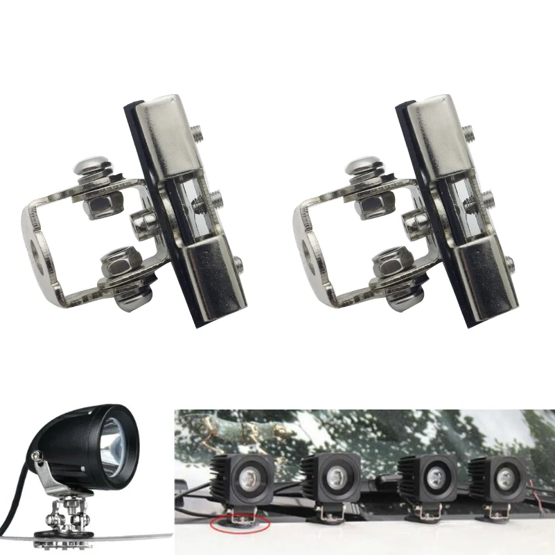 

A pair of universal 304 stainless steel car LED work light hood pillar cover mounting clip off-road SUV engine cover auto parts