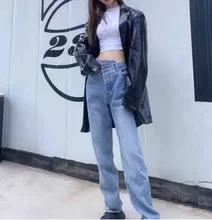 Irregular-Jeans Denim Pants Vintage Streetwear Syiwidii High-Waist Women Fashion-Spring