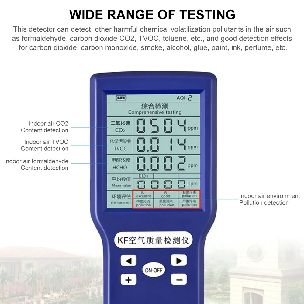 HSART Gas Analyzer CO2 Measuring Device Home Detector Formaldehyde Detector Portable Detector HSART Gas Analyzer CO2 Measuring Device Home Detector Formaldehyde Detector Portable Detector