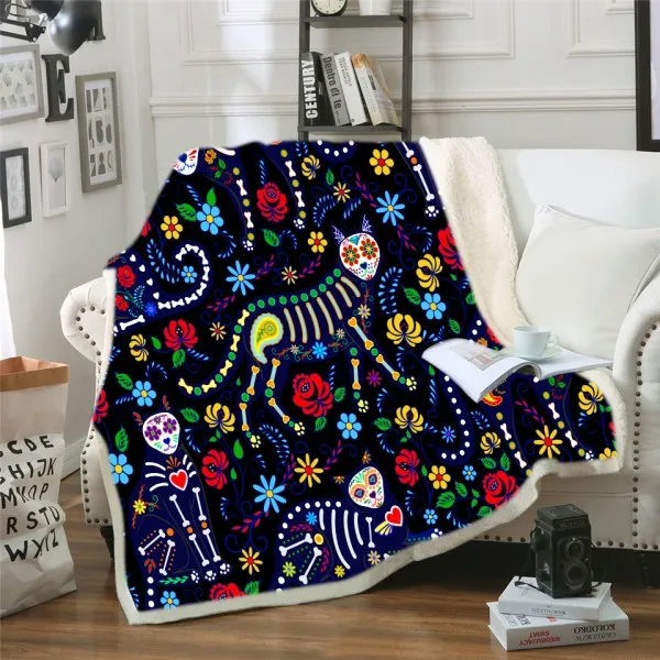 Color-7 Милые кошки пледы одеяло на диван кровать Doodle Flowel шерстяное одеяло для детей Сахар Череп с капюшоном пледы одеяло для дома путешествия - Цвет: Color-7