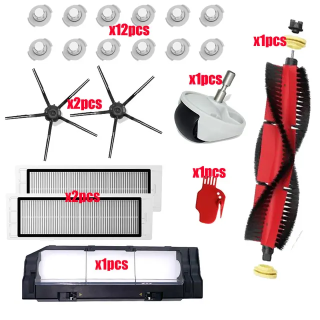 For Xiaomi Roborock S5 Max S6 S50 S51 S55 Vacuum Cleaner Part Accessories HEPA Filter + Side Brush + Main Brush + Mop Cloths M