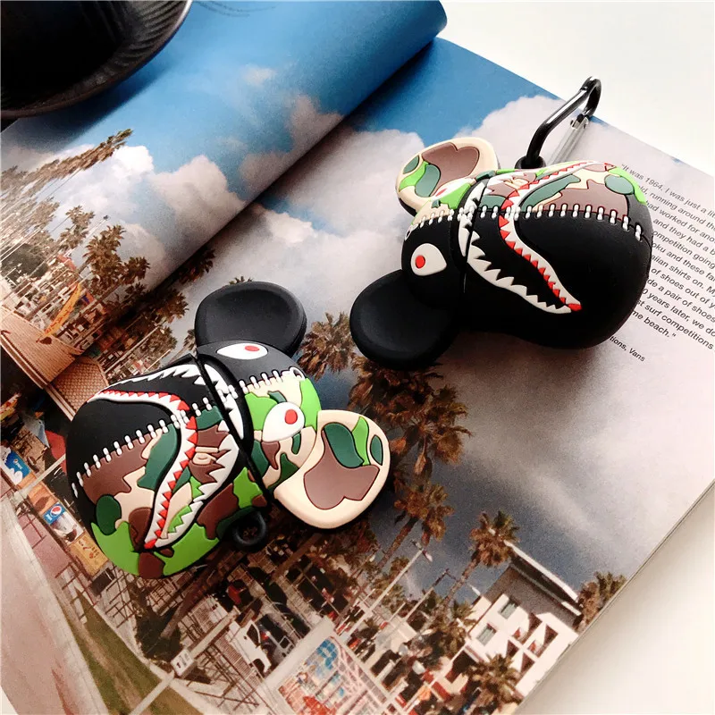 Для AirPod 2 Чехол 3D камуфляж медведь мультфильм мягкий силиконовый чехол для наушников s для Apple Airpods чехол милый чехол крутой Funda Camo