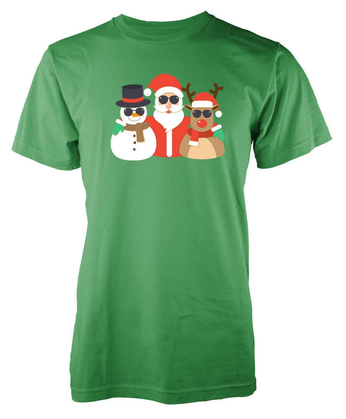 Cool Santa Reindeer Snowman Shades Christmas Adult Tops Tee T Shirt Summer Style T-Shirt |