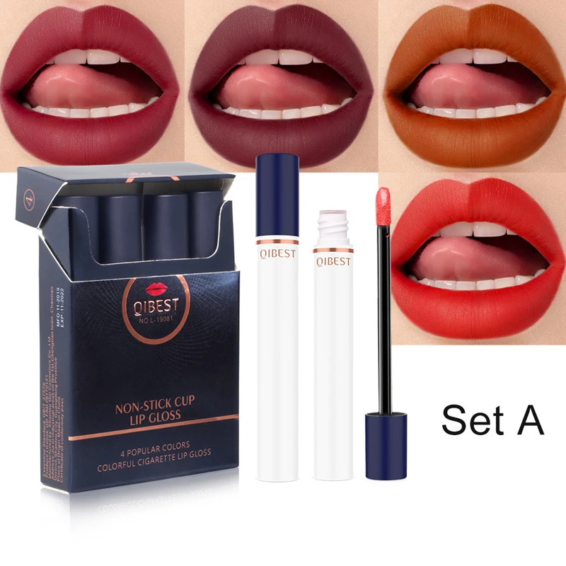 

3/4pcs Cigarette Capsule Sexy Easy Coloring Long Lasting Matte Lipstick Set Waterproof Non-stick Cup Pigment Lip Gloss Cosmetic