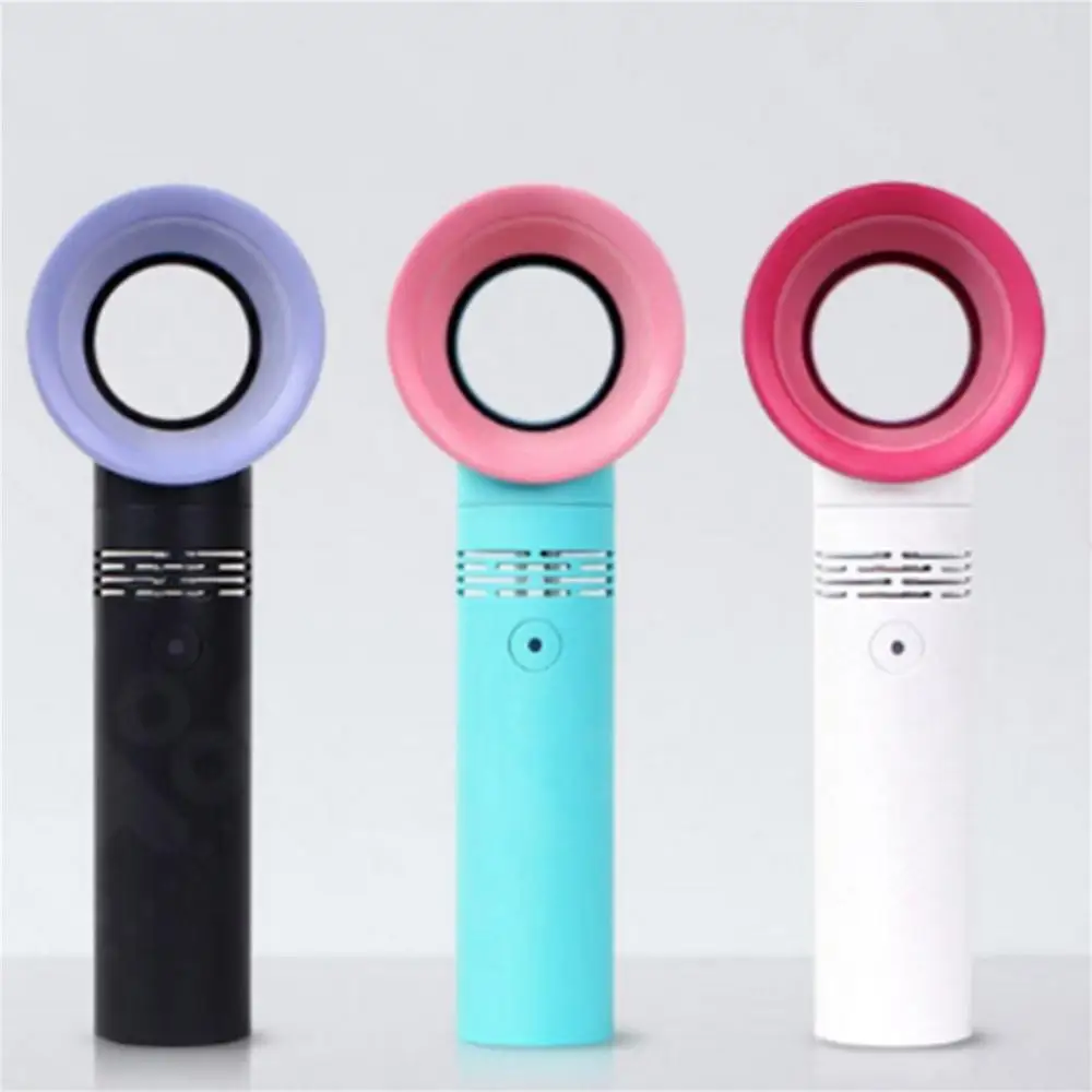 Safety Portable Bladeless Fan Handheld Mini Air Cooler No Leaf Handy Fan With 3 Fan Speed Level LED Indicator USB Rechargeable