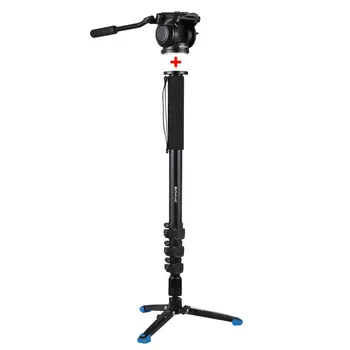 

Four-Section Telescoping Aluminum-magnesium Alloy Self-Standing Monopod /Tripod legs and Fluid Head with Support Base Bracket