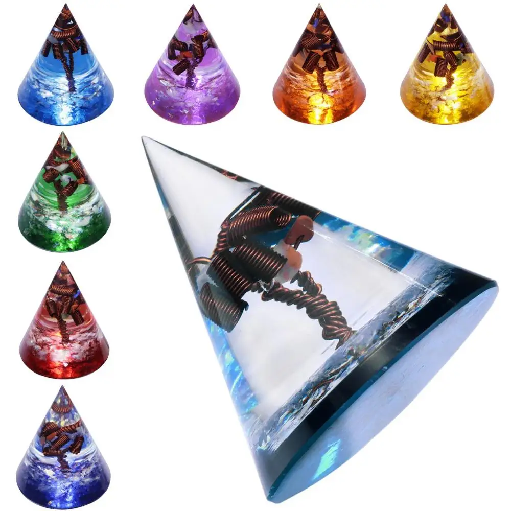 TUMBEELLUWA Healing Crystal Cone Orgone Generator Handmade Tree of Life Home Decor for EMF Protection Yoga Meditation