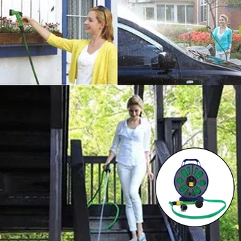 

15 M Garden Watering Turntable Outdoor High Pressure Flexible Cleaning Hose Pipe Slim Car Wash Spray Nozzle With Handle Flat