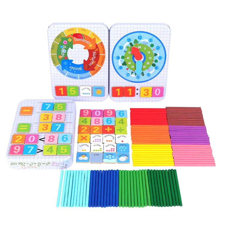 

Child Wooden Math Number Stick Magnetic Mathematics Puzzle Baby Children Early Learning Counting Educational Toy with Box kids g