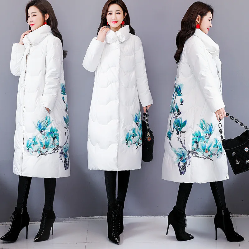 

2019 Winter Fashion Comfortable Simple Cool Solid Color Mid-length Long Sleeve Cotton-padded Clothes QHRYZ6882-1