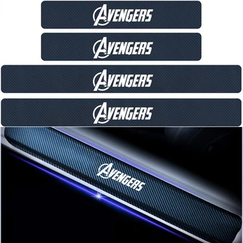 

Car Styling 4Pcs The Avengers Creative Decals For Car Personality Door Threshold Guard Sill Plate Anti-friction Stickers