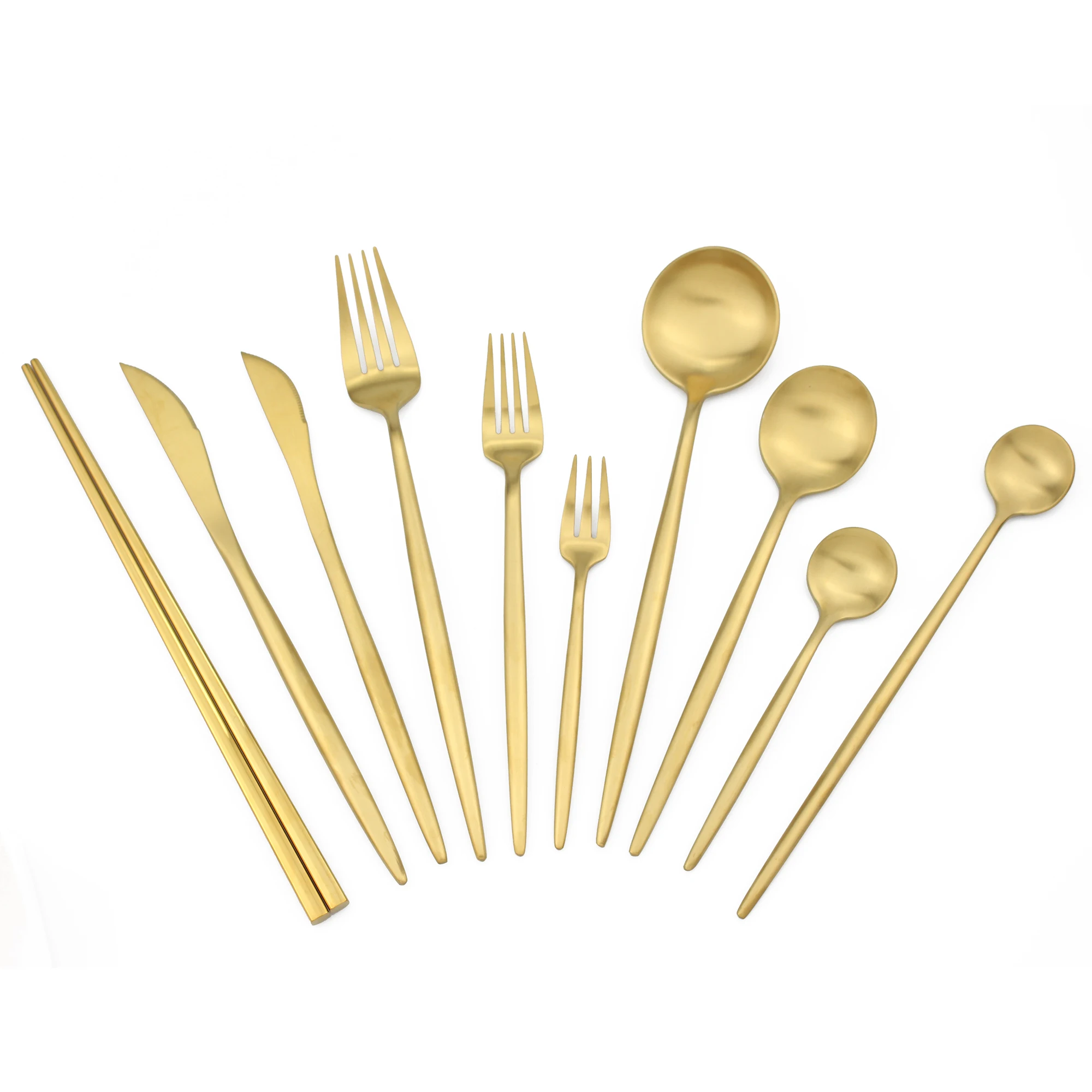 

Matte Gold Cutlery Tableware Set 304 Stainless Steel Dinnerware Fork Knife Spoon Set Golden Silverware Set Party Drop Shipping