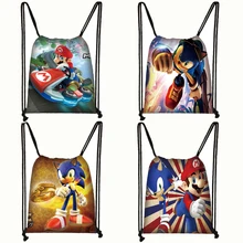 Сумка для мальчиков и девочек с принтом Марио/Соника, сумка для хранения, повседневный рюкзак для подростков, Детская сумка для книг, подарок