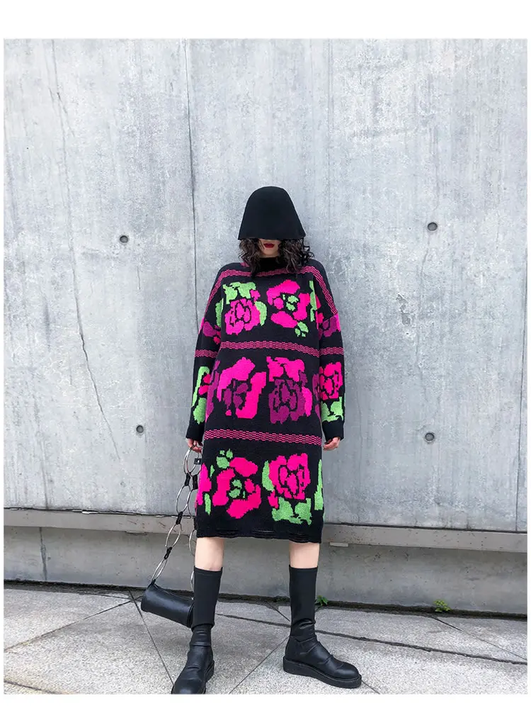 XITAO, винтажное трикотажное платье, для женщин, плюс размер, модное, корейский стиль, женские платья, уличная одежда, осень-зима, женская одежда, XJ2475
