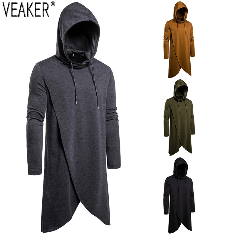 2019 Autumn New Men's Long Mantle Hoodies Cloak Male Solid Color Hooded Sweatshirt Outerwear Men Loose Long Hoodies S-2XL 2019 Autumn New Men's Long Mantle Hoodies Cloak Male Solid Color Hooded Sweatshirt Outerwear Men Loose Long Hoodies S-2XL