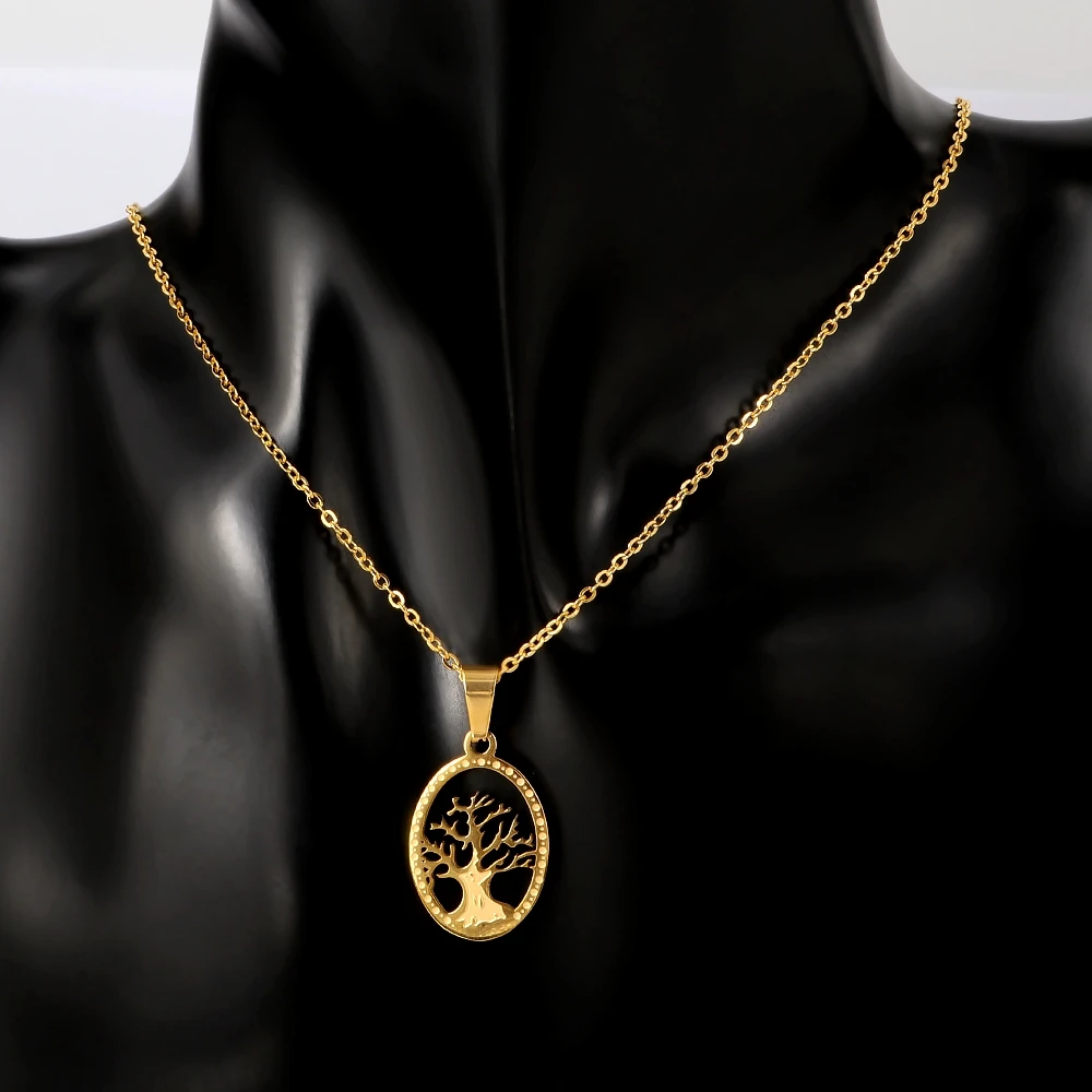 Наборы цепочек для пар колье религиозное ожерелье из нержавеющей стали Древо
