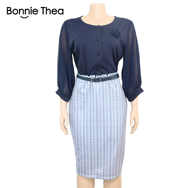 Bonnie Thea, женское осеннее платье, элегантное тонкое офисное платье, женские вечерние платья-карандаш, платье в клетку
