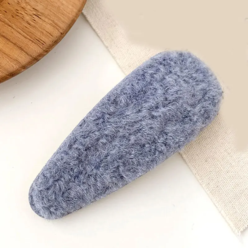 37-Blue 1 шт. искусственный мех капли квадратные заколки для волос шпильки с плюшевыми шариками осень зима мягкие однотонные заколки аксессуары для волос Зажимы для челки - Цвет: 37-Blue