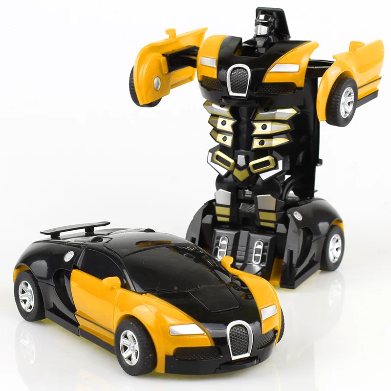 Желтые столкновения трансформирующий Робот Модель автомобиля мини деформация автомобиль трансформация игрушка автомобиль инерционная Игрушка Дети мальчик подарок