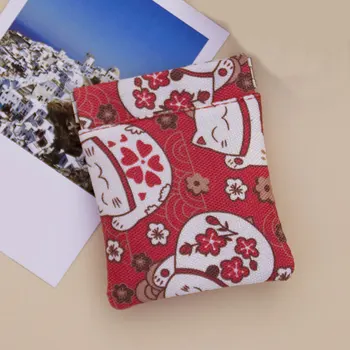 

Small Fresh Casual Coin Wallet Summer New Brand Canvas Purses Lady Fashion Lucky Cat Cartoon Earphone Pocket Dollar Money Bag