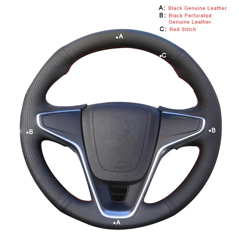 Genuine Leather Авто оплетка на рулевое колесо для Buick Regal Opel Insignia ручной сшитый DIY Автомобильный колесный чехол для автомобиля-Стайлинг - Название цвета: Genuine Leather