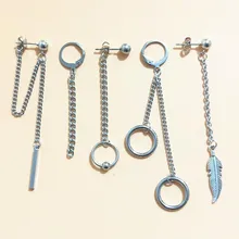 Jin Shuo Jane Jin Стиль Знаменитостей серьги-гвоздики BTS пуленепробиваемые для мальчиков длинные двойные катушки серьги tj heng серьги-гвоздики аксессуары