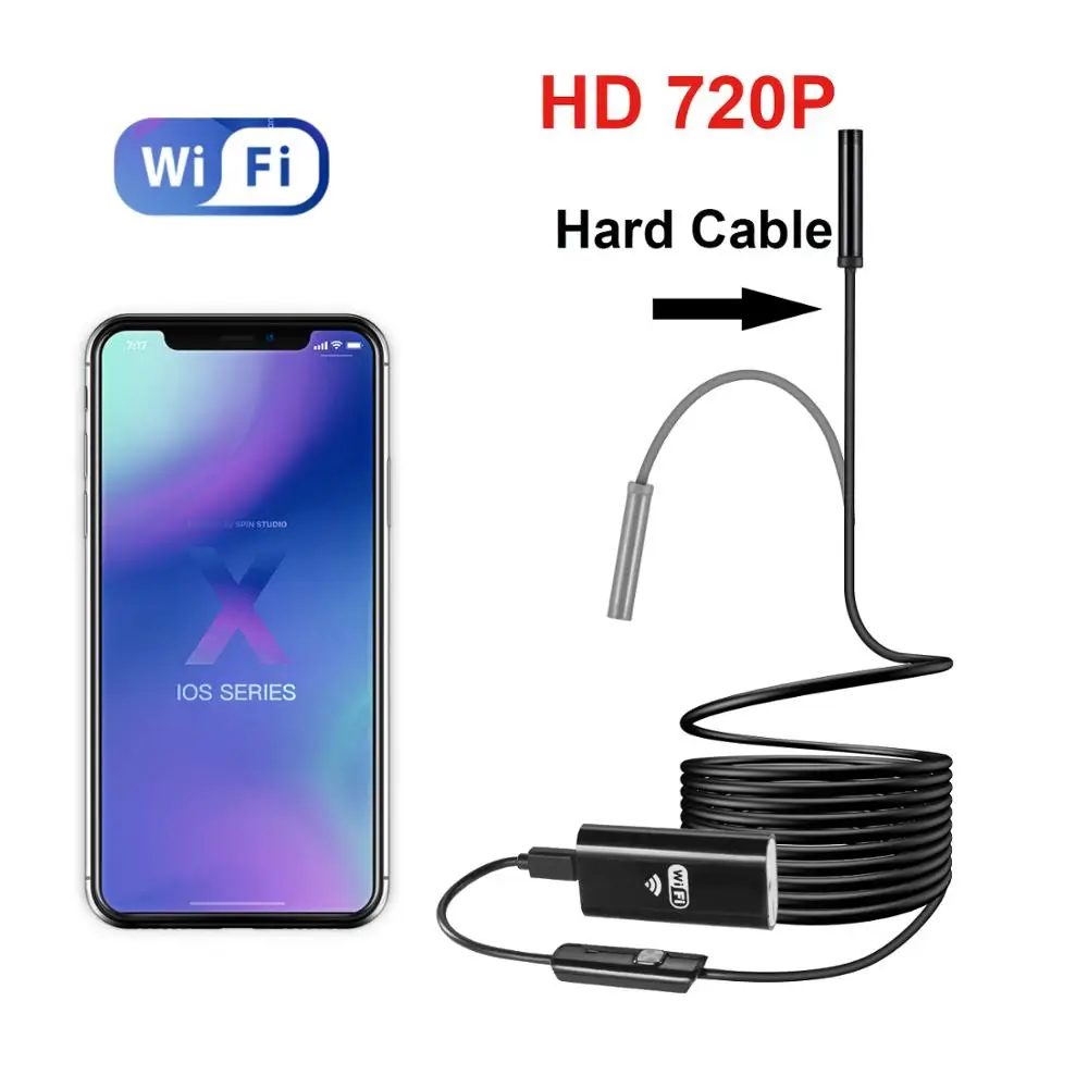8 мм 2/3/5M WIFI эндоскоп камера 720 P/1080 P Мини водонепроницаемая камера наблюдения камера USB эндоскоп бороскоп IOS эндоскоп для Iphone - Цвет: 720P Hard Cable