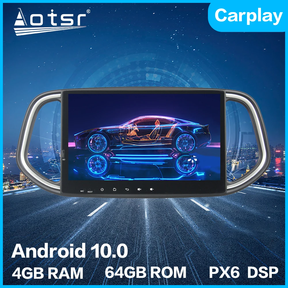 Aotsr Android 10 0 4 + 64 ГБ Автомобильный Радио плеер GPS навигация автомобильный стерео HD