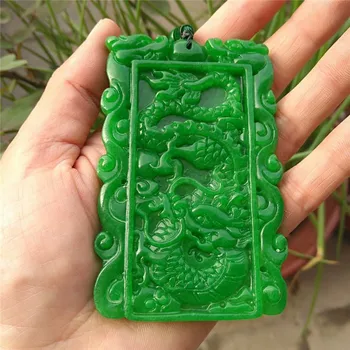 

NATURAL MYANMAR EMERALD GREEN JADE PENDANT DRAGON HAND CARVED PENDANTS NECKLACE BRAND MEN WOMEN REAL JADE JEWELRY JADEITE