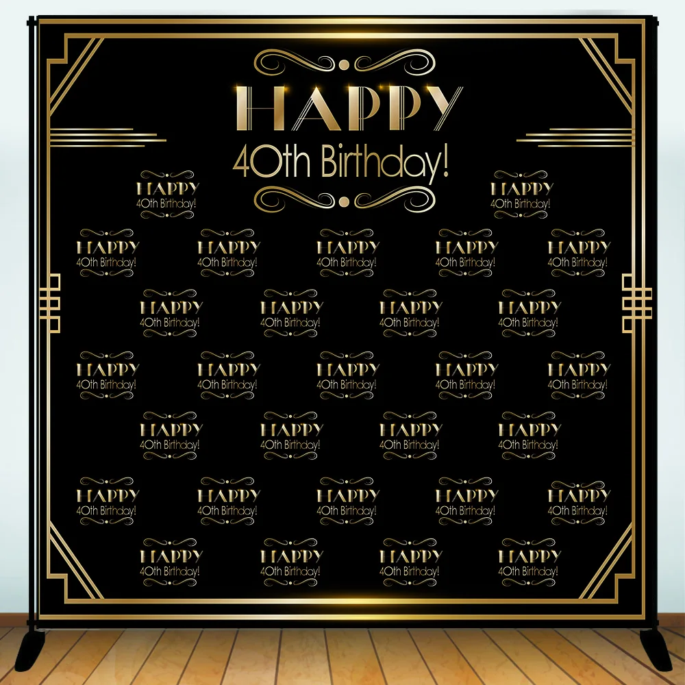 Black and Gold Geometric Background 30th 40th 50th 60th Celebrate Anniversary Decor Photobooth by Mohoto 10X8ft Great Gatsby Happy Birthday Photography Backdrops