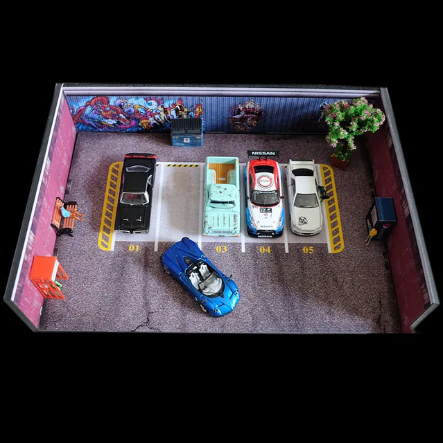 Scene 1/64 Car Repair Library Garage Workshop Background Board for Car Model Parking Vehicle Toys Display Gifts Diy House 4