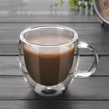 Double-layer Glass Heat Resistant with Handle Coffee Cup High Borosilicate Transparent Glass Cup Kitchen Tool double layer 2l chemical glass reactor manufacturer price vacuum distillation high borosilicate glass laboratory instruments