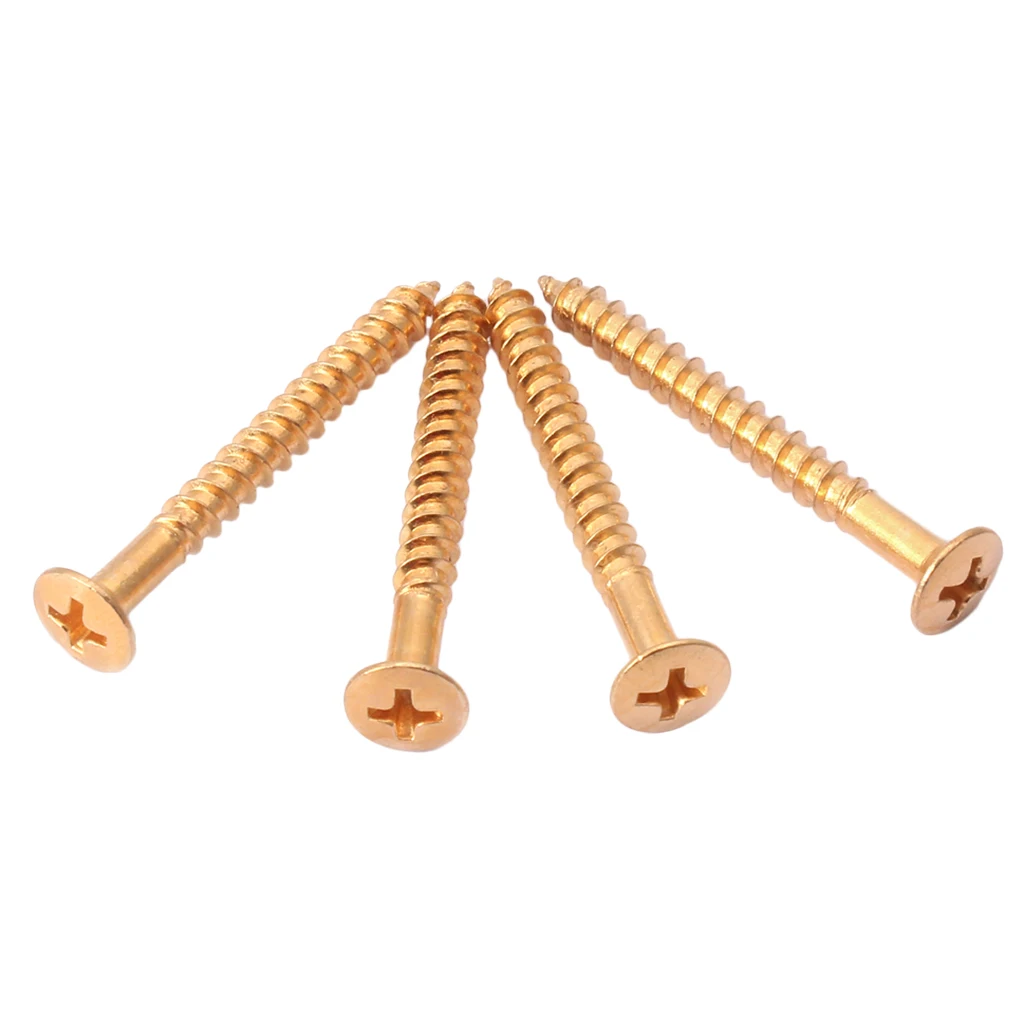 4 Pcs Golden Bridge Plate Mounting Screws For Stratocaste Elerctric Guitar