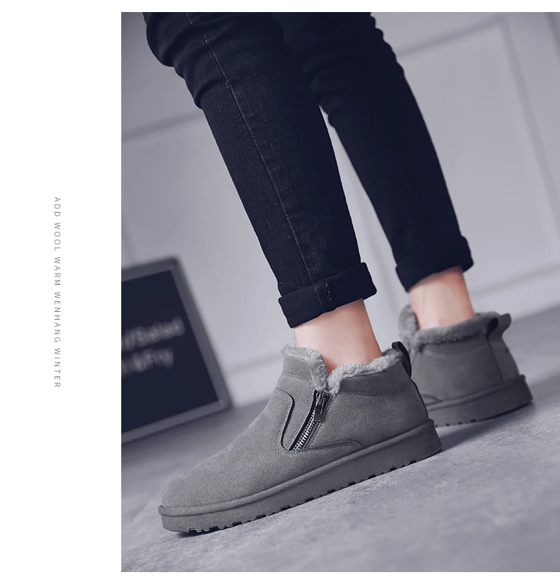 men women winter warm work boots with plush fur casual lightweight ankle boots waterproof anti-skid outdoor sneakers sports shoes couple unisex plus size shoes (36)