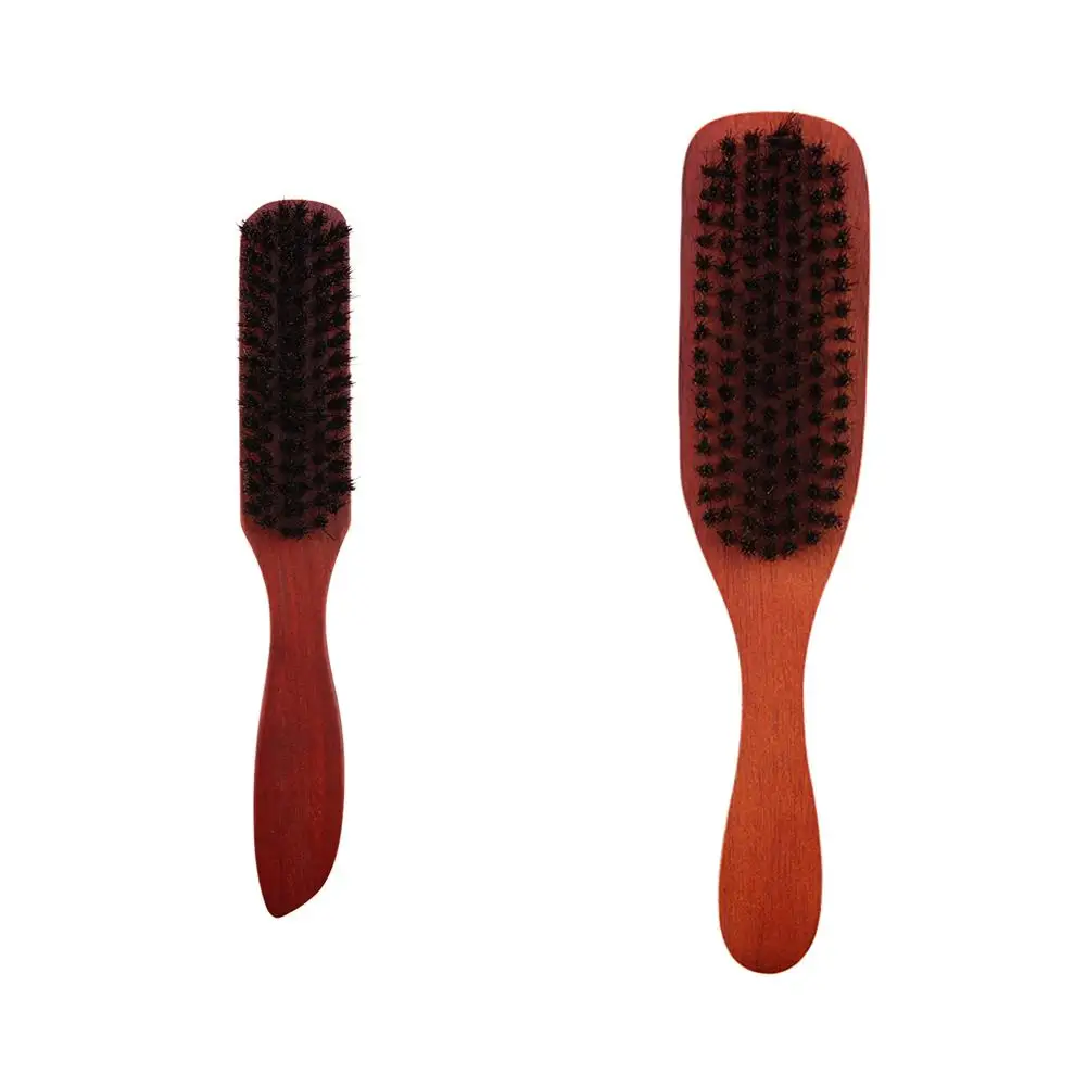 Wood Handle Hair Brush Set Hard Boar Bristle Combs Styling For Men Women Hairdressing Hair Styling Beard Straight hair brush comb