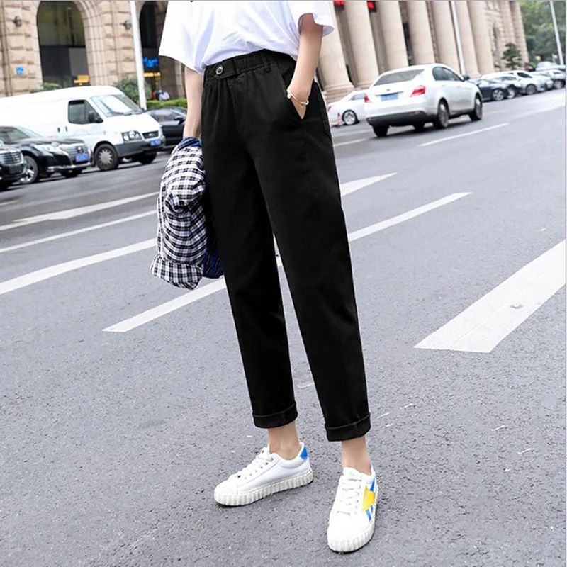 

Spring Casual Pants Women's Pants 2020 New Spring Mid-Waist Loose Nine-Point Harem Pants Plus Size Women's Trousers