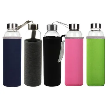 

550ml Portable Thermos Cup Travel Glass Water Cup Outdoor Camping Hiking Water Cup Bottle with Tea Filter Infuser Protective Bag