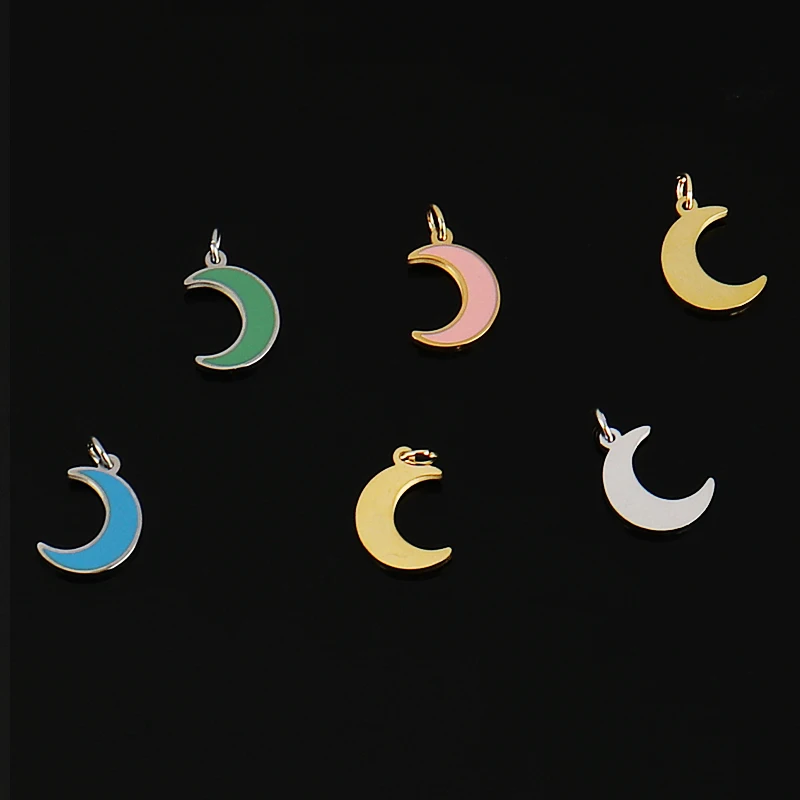 

5pcs/lot Stainless Steel Color Moon Accessories For Jewelry Making DIY Handmade Craft Crescent Charms Designer Bracelet Pendants