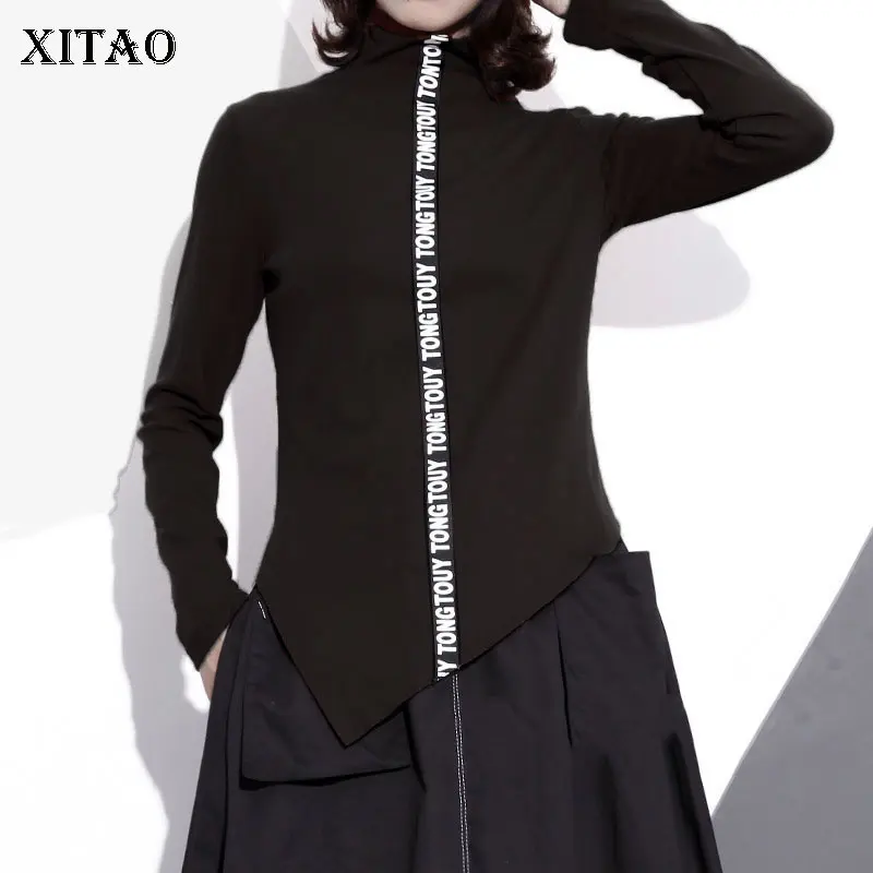 XITAO Асимметричная футболка с буквенным принтом для женщин корейская мода