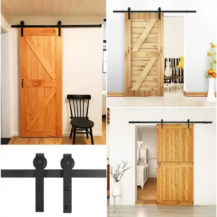 2m Barn Door Hanging Rail Carbon Steel Rustic Interior Sliding