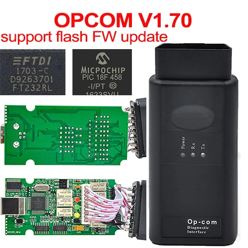 10 шт. OPCOM для Opel V1.65/V1.7/V1.78/V1.99 с PIC18F458 FTDI op-com OBD2 диагностический инструмент OP COM CAN BUS интерфейс obd сканер - Цвет: OPCOM V1.7 type2