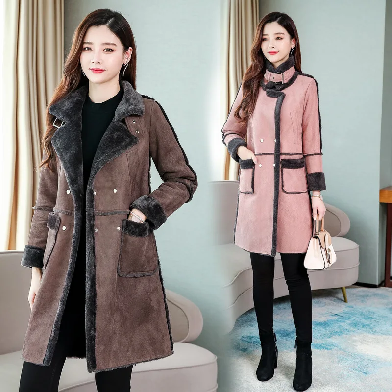 

Lambs Wool Coat Women's Winter 2019 New Style Korean-style Loose-Fit Fur Cotton-padded Jacket Mid-length Deerskin Velvet Cotton