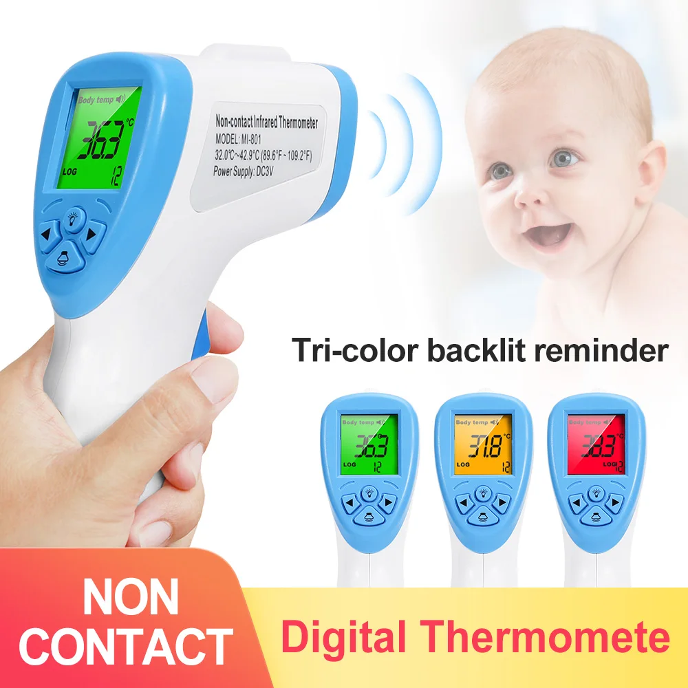 

In Stock Digital Infrared Thermometer Non-contact Baby Adult Forehead Thermometer Gun LCD 3 Backlight Termometro Infravermelh