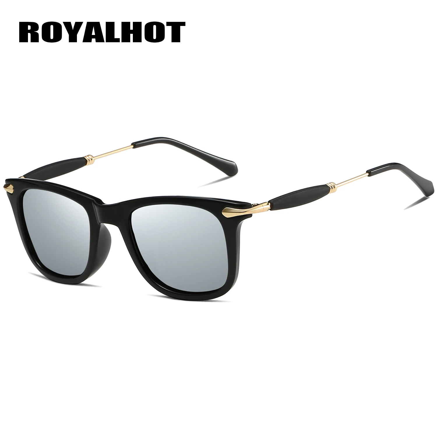 RoyalHot, мужские, женские, поляризационные, Ретро стиль, квадратная оправа, солнцезащитные очки, для вождения, солнцезащитные очки, оттенки, Oculos masculino, мужские, 900125 - Цвет линз: Black Silver