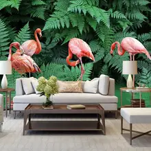 Пользовательские Настенные обои 3D Ручная роспись тропический лес завод Фламинго зал спальня фон настенная декоративная живопись