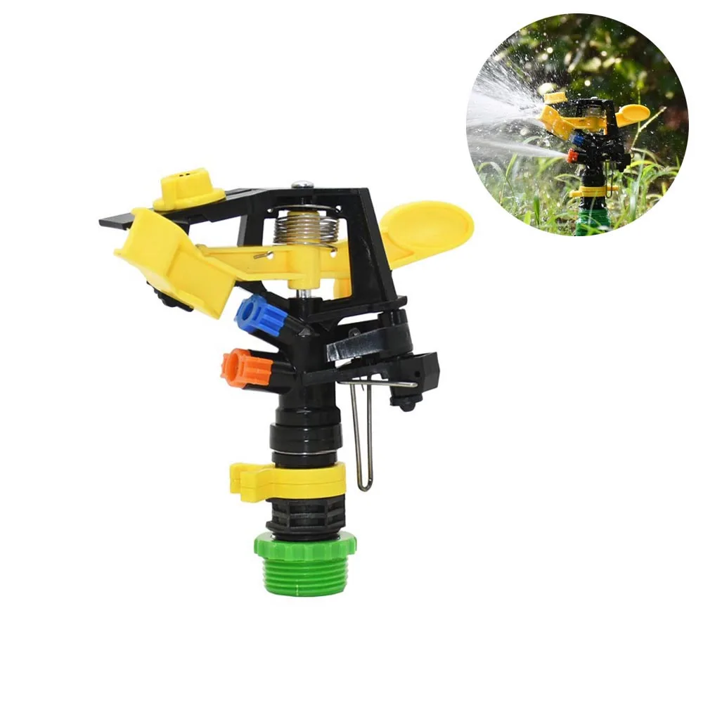 Garden Irrigation Sprinkler Double Outlet Rocker Nozzle 360 Degrees Rotary Jet Nozzle 1/2" 3/4" Male 1pcs