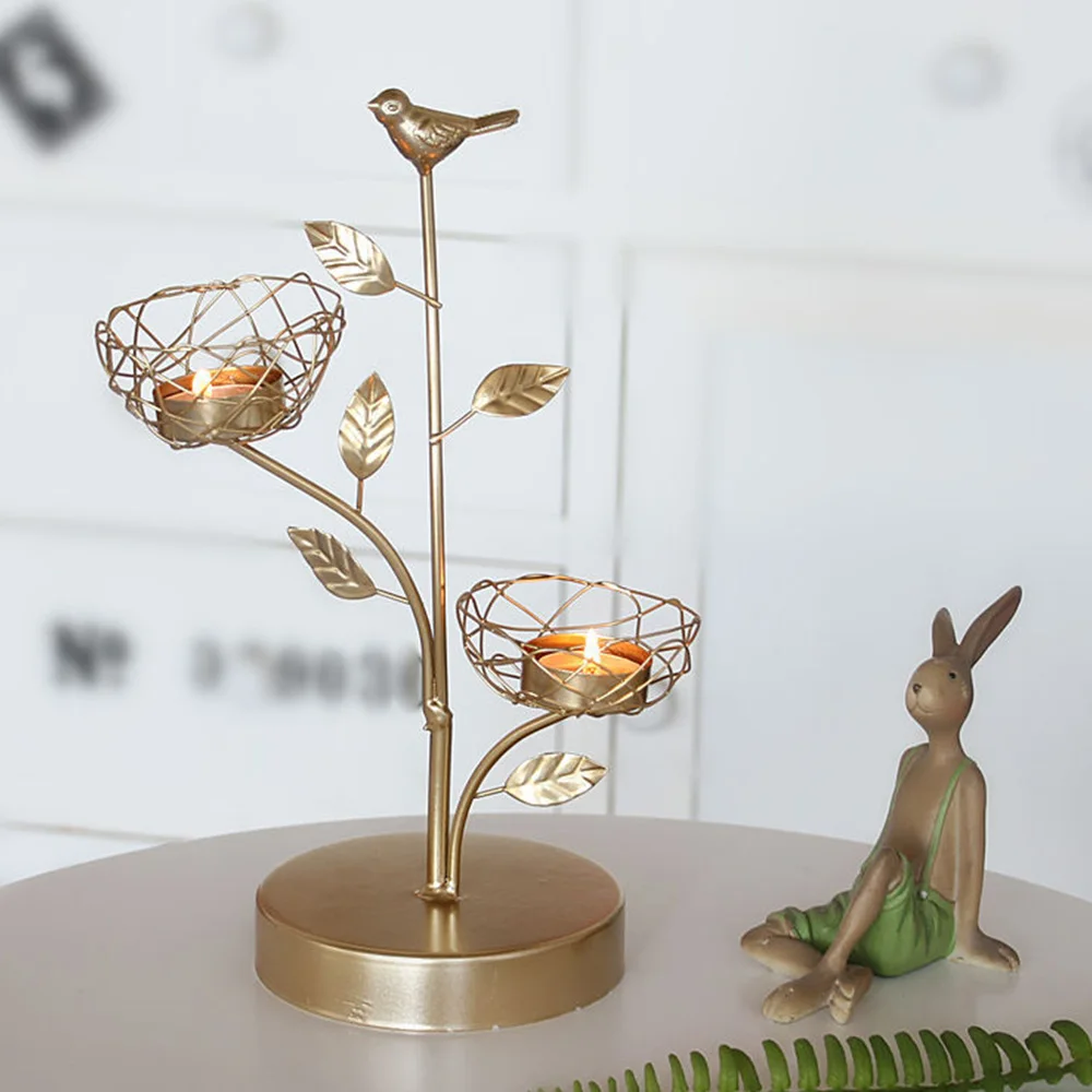 

2020 Nordic Style Wrought Iron Candlestick Golden Bird Scented Candleholder Wedding Dining Table Romatic Decoration Candle Stand