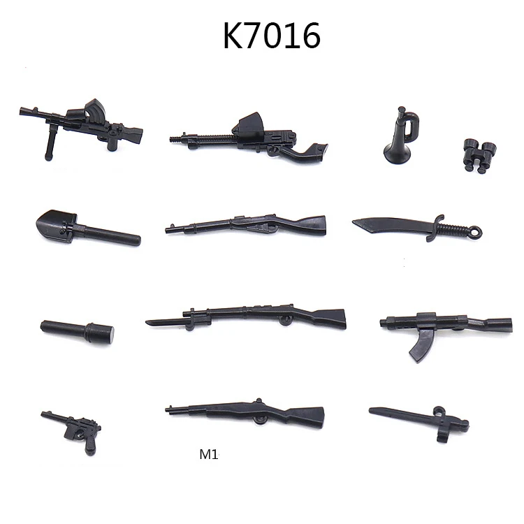 

ww2 Moc modern military weapon brickmania building block world war parts DIY Bayonet Pistol Submachine gun Rifle brick toys