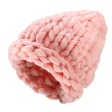 Женская зимняя вязаная шапка ручной работы с острым носком, эластичная плетеная однотонная плотная теплая шапка с манжетами